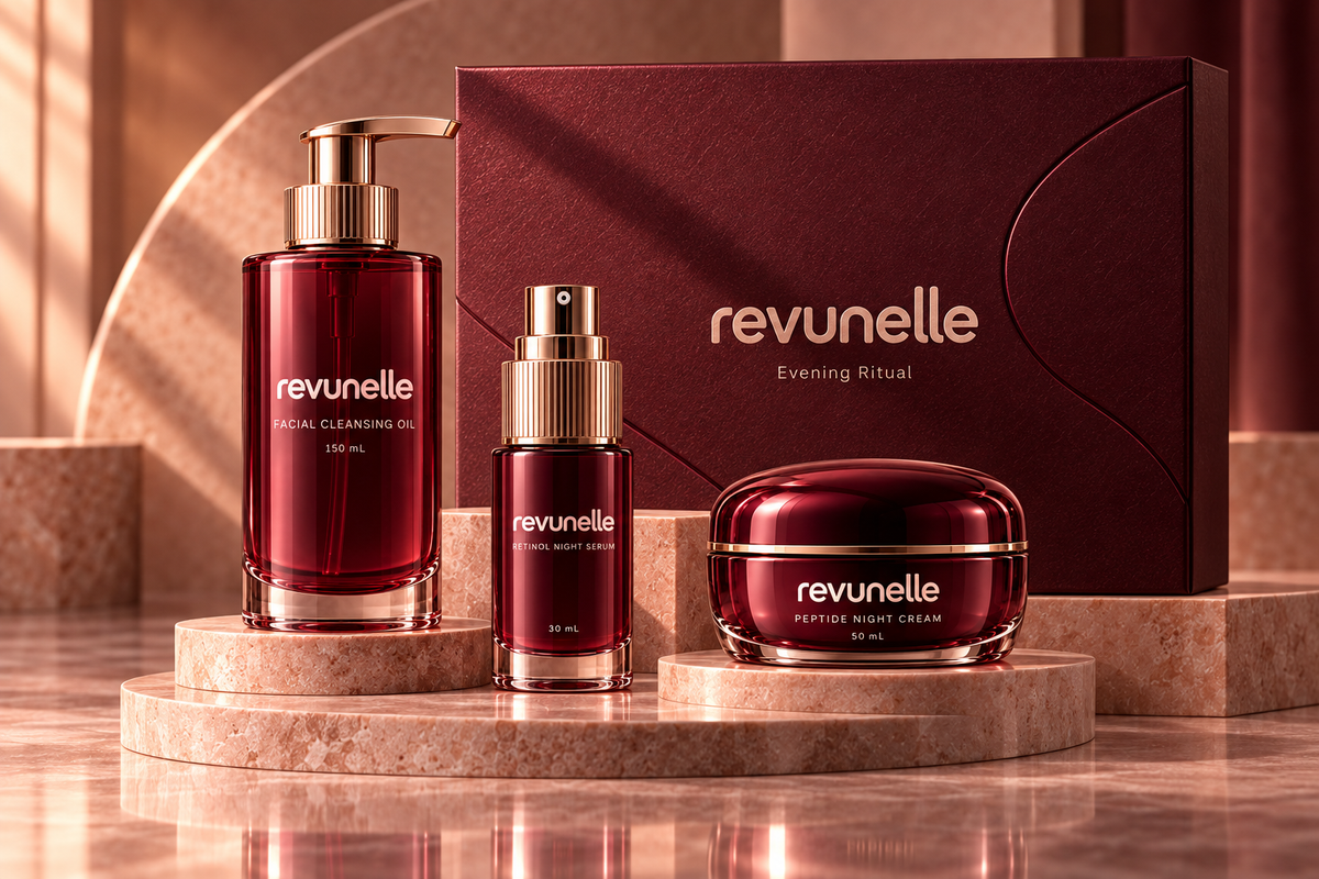 REVUNELLE Evening Ritual Set 3-piece concept — set packaging concept