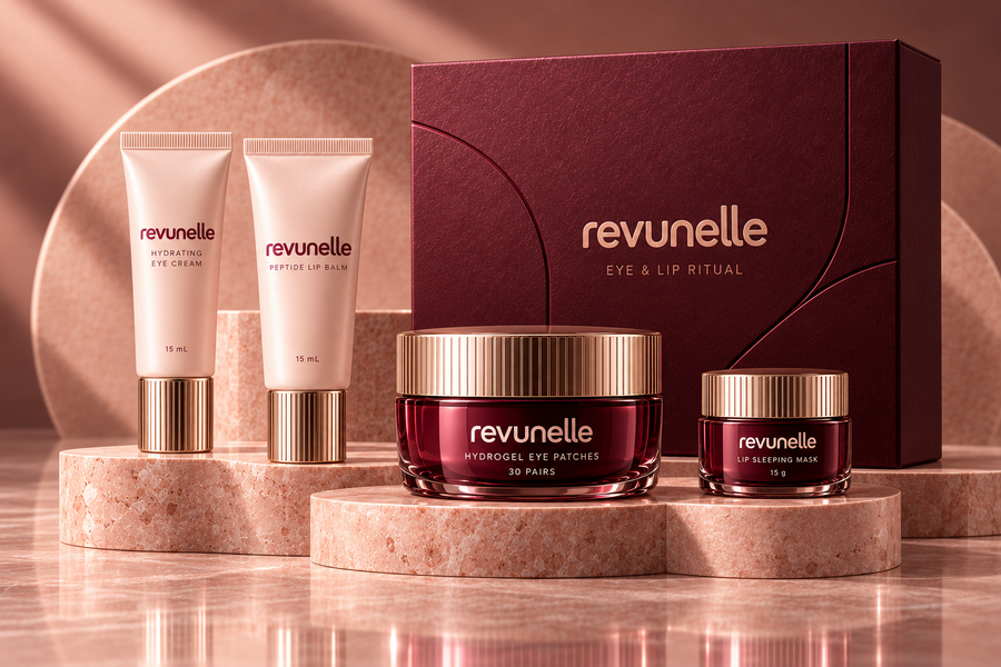REVUNELLE Eye & Lip Ritual Set 4-piece concept — set packaging concept
